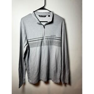 Travis Mathew Balboa Stripe Mens Golf Pullover Gray Quarter M Zip Long Sleeve